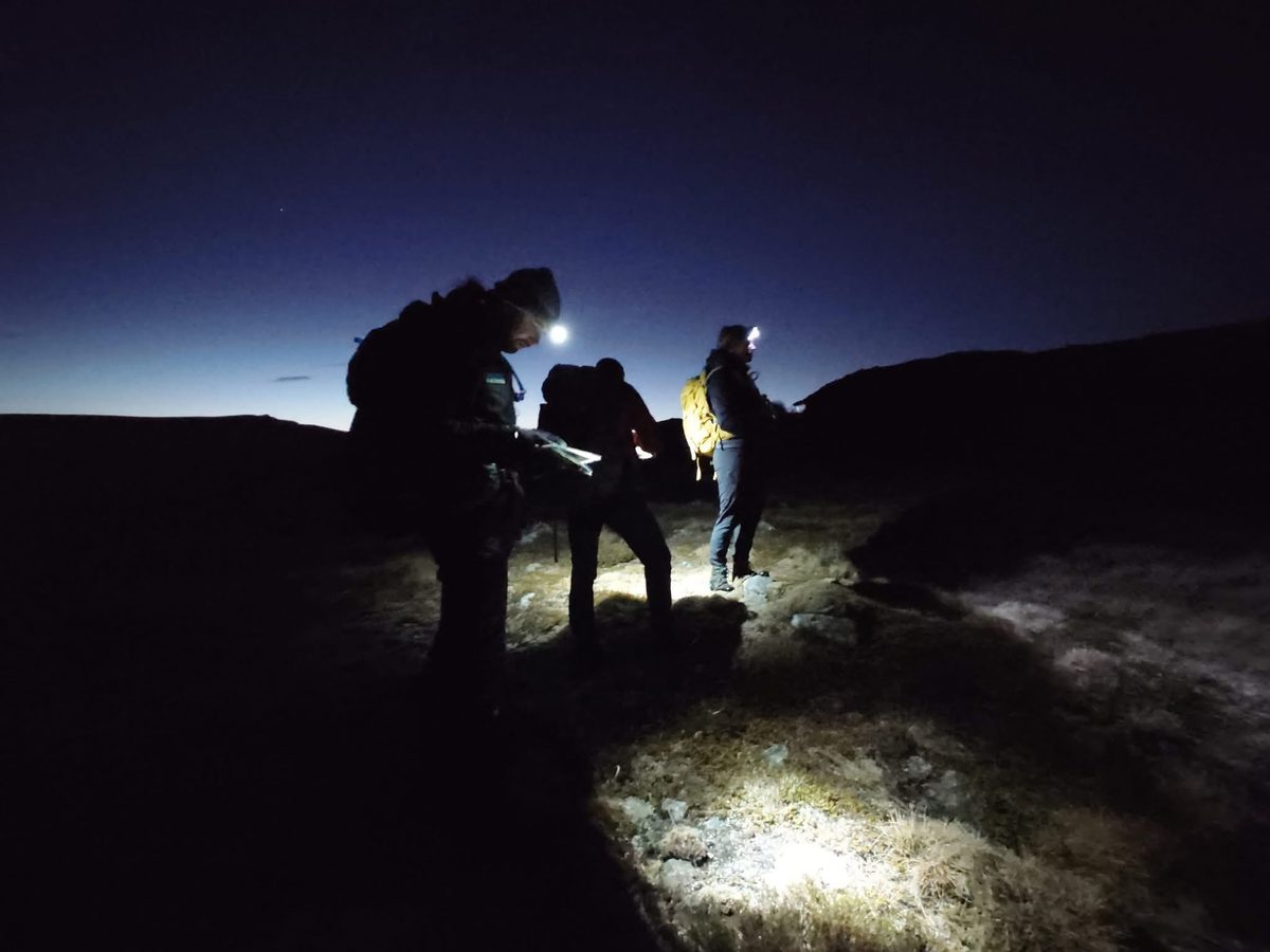 Night navigation in the mountains
